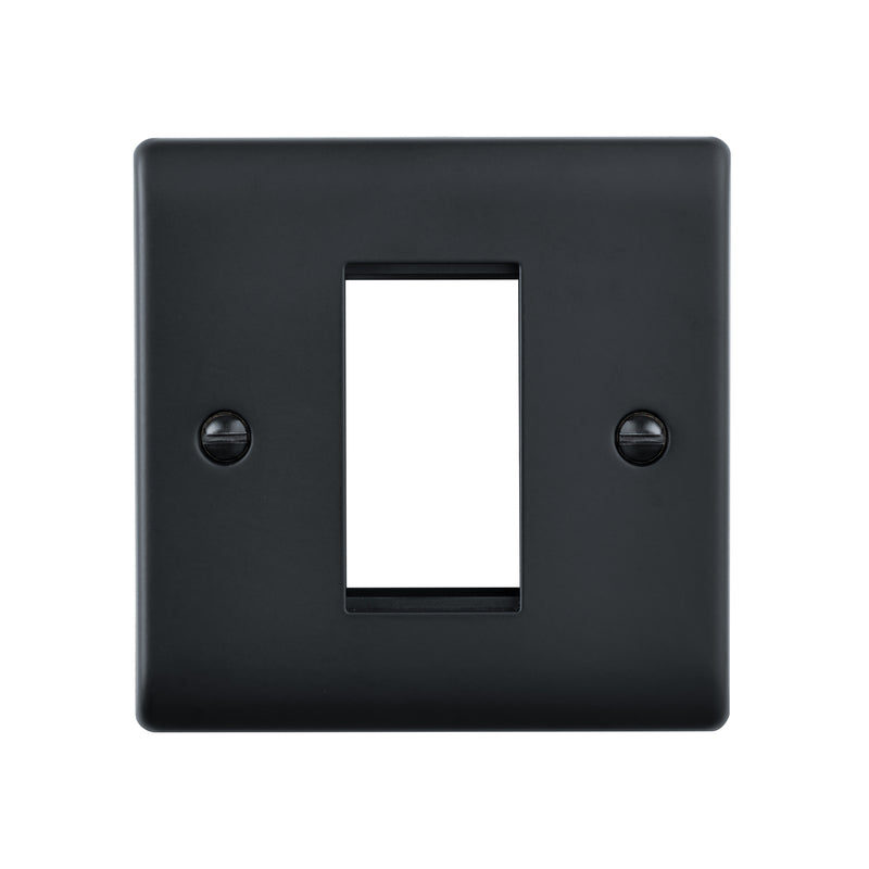 Saxby Raised Screwed 1G Modular Faceplate (1 Module) - Matt Black RSMFP1BL