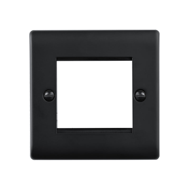 Saxby Raised Screwed 2G Modular Faceplate (2 Modules) - Matt Black RSMFP2BL