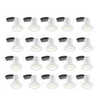 A pack of 20 Saxby 81572 Ravel Trimless Plaster-in Fire Rated GU10 Downlights in white colour