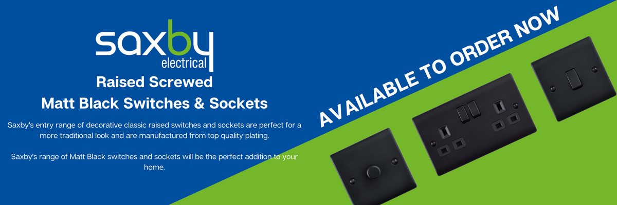 Saxby Electrical Matt Black raised scred switches and sockets