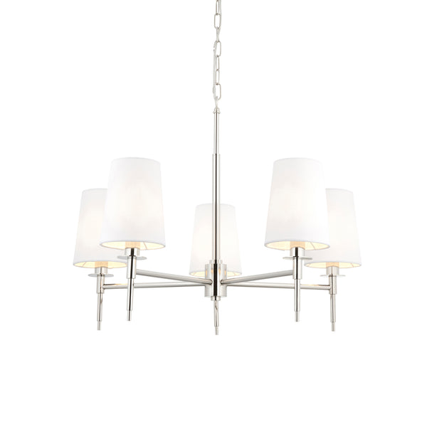 Lightologist Bright nickel plate & vintage white fabric Multi arm shade Pendant Light WIN1399457