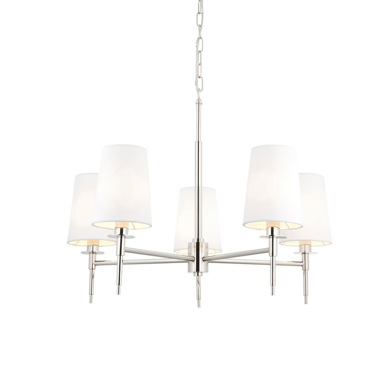 Lightologist Bright nickel plate & vintage white fabric Multi arm shade Pendant Light WIN1399457