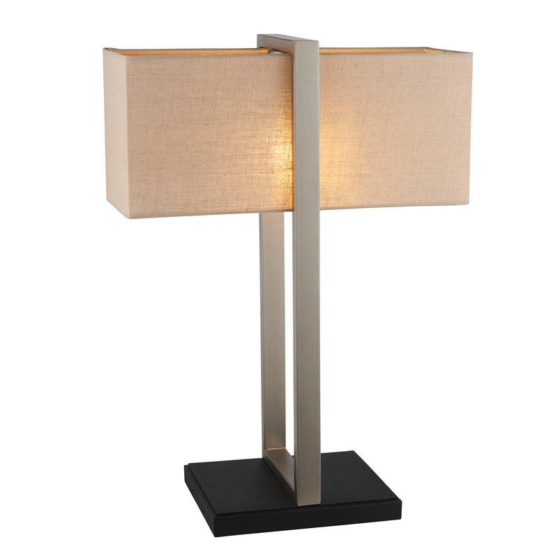 Lightologist Satin nickel plate & natural linen Base & shade Table Light WIN1393060