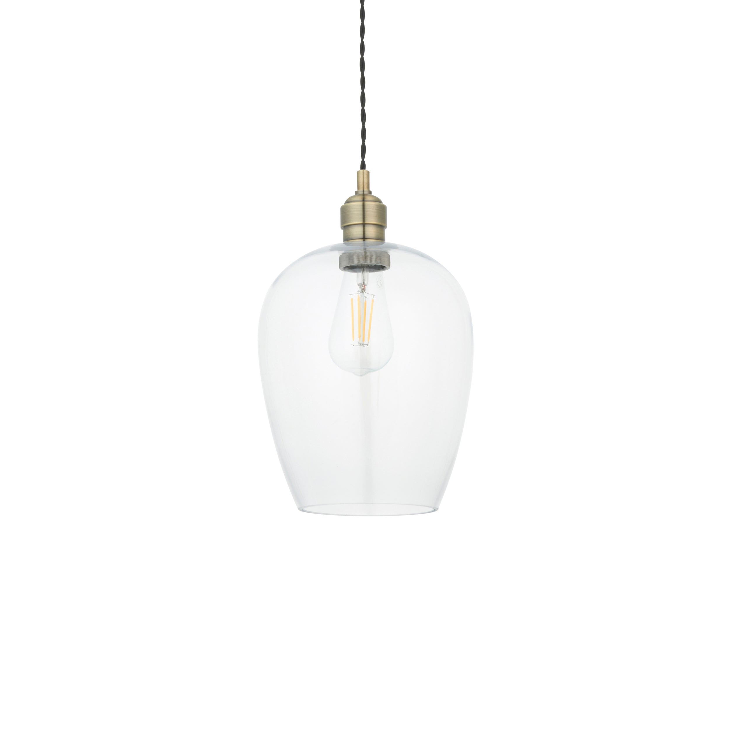 Lightologist Antique brass plate & clear glass Single Pendant Light WIN13102679