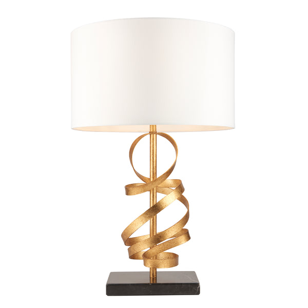 Lightologist Gold leaf with ivory cotton and black marble Complete Table Light WIN1382071