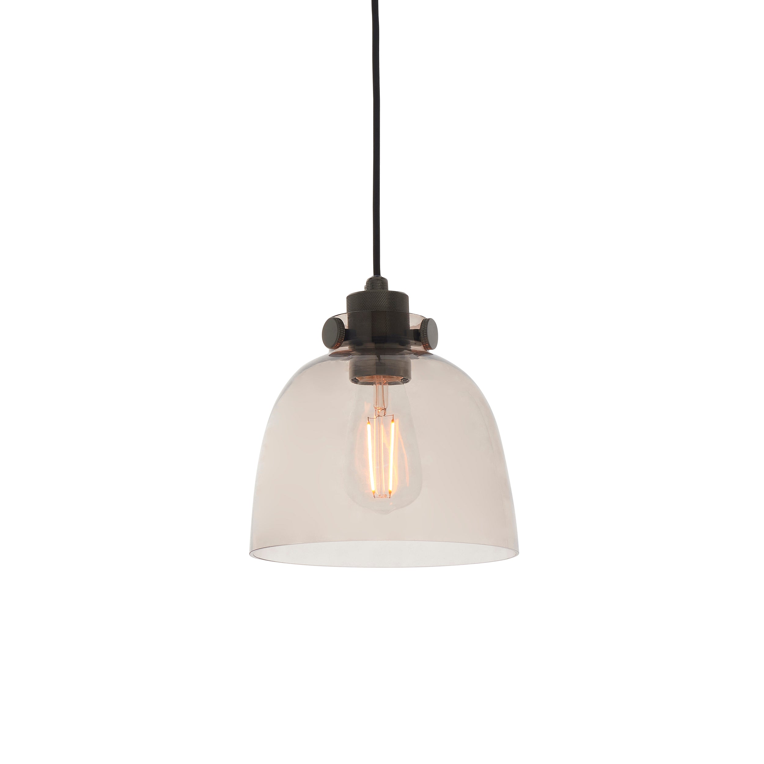 Lightologist Smokey grey tinted glass & black chrome plate Single Pendant Light WIN1380954