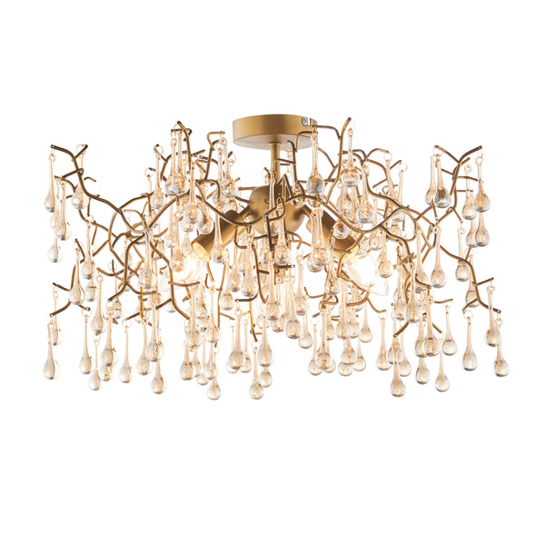 Lightologist Aged gold paint & champagne lustre glass Multi arm lamp Semi flush Light WIN1381696