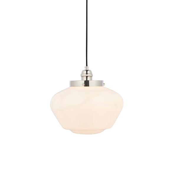 Lightologist Bright nickel plate & opal glass Single Pendant Light WIN1396174