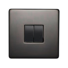 Crabtree Platinum black nickel 2 Gang Light Switch 7172/bkn