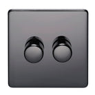Crabtree Platinum black nickel 2 Gang Dimmer Switch 400w 7400/D2bkn