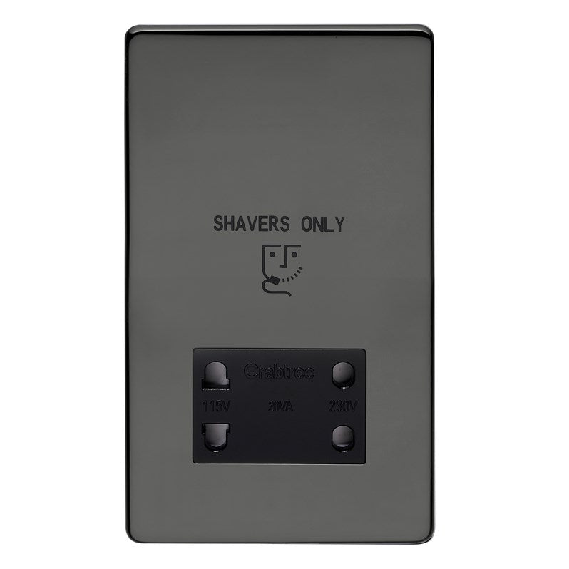 Crabtree Platinum black nickel Shaver Socket 7411/bkn | Sunny ...