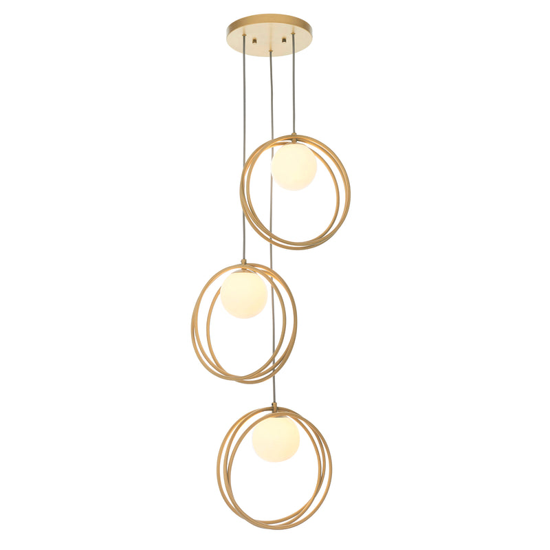 Lightologist Brushed gold paint & gloss opal glass Plate Pendant Light WIN1392489