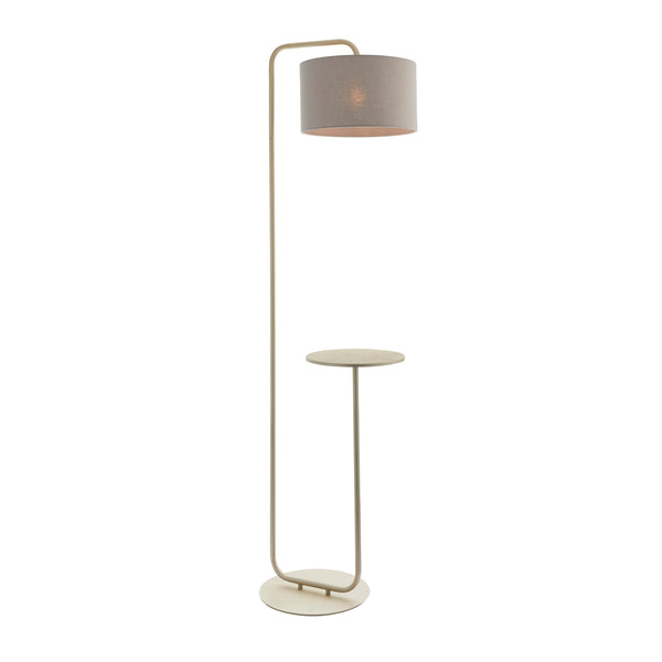 Lightologist Satin champagne paint & slate grey fabric Base & shade Floor Light WIN1392620