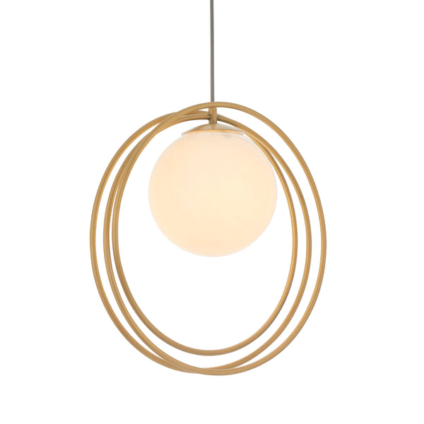 Lightologist Brushed gold paint & gloss opal glass Single Pendant Light WIN1392488