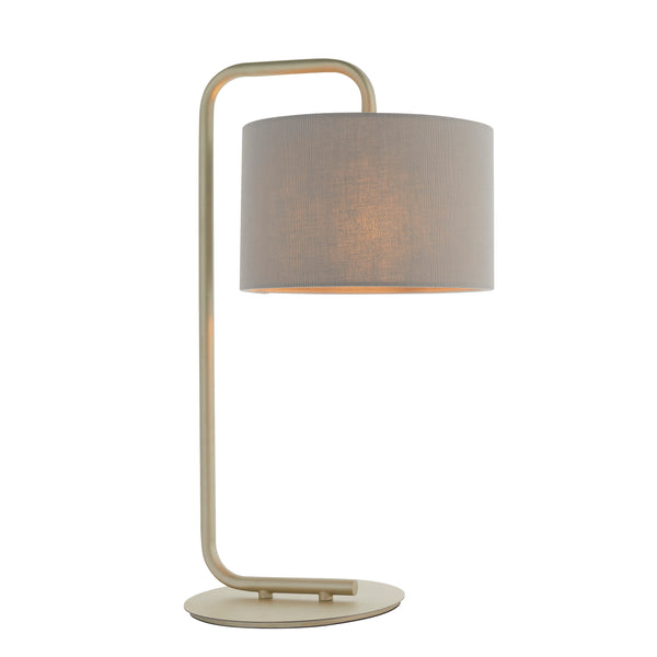 Lightologist Satin champagne paint & slate grey fabric Base & shade Table Light WIN1392621