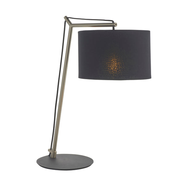 Lightologist Matt nickel plate & black cotton fabric Base & shade Table Light WIN1392629