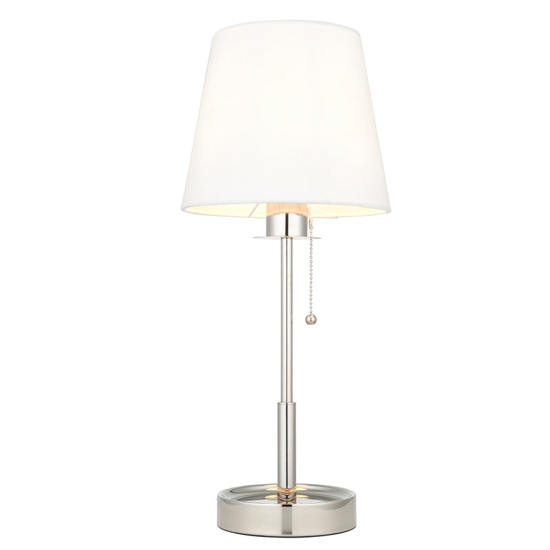 Lightologist Bright nickel plate & vintage white fabric Base & shade Table Light WIN1399596