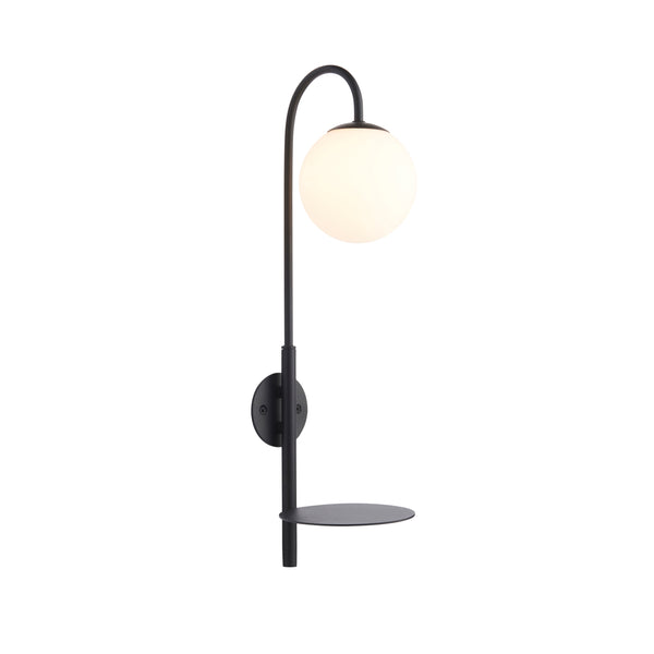 Lightologist Satin black paint & matt opal glass Metal Wall Light WIN1392726