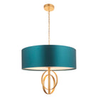 Lightologist Antique gold leaf & teal satin fabric Multi arm shade Pendant Light WIN1395219