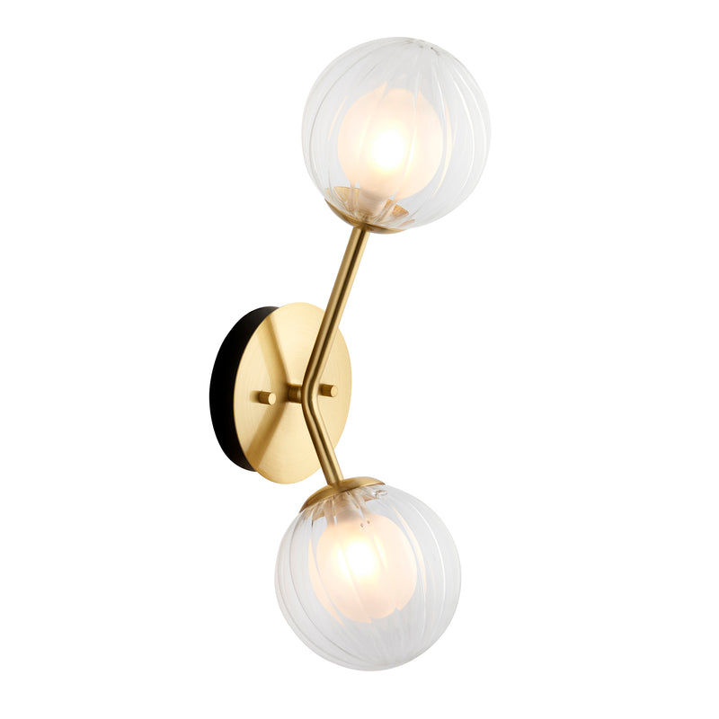 Lightologist Satin brass plate & clear/frosted glass Metal Wall Light WIN1396691