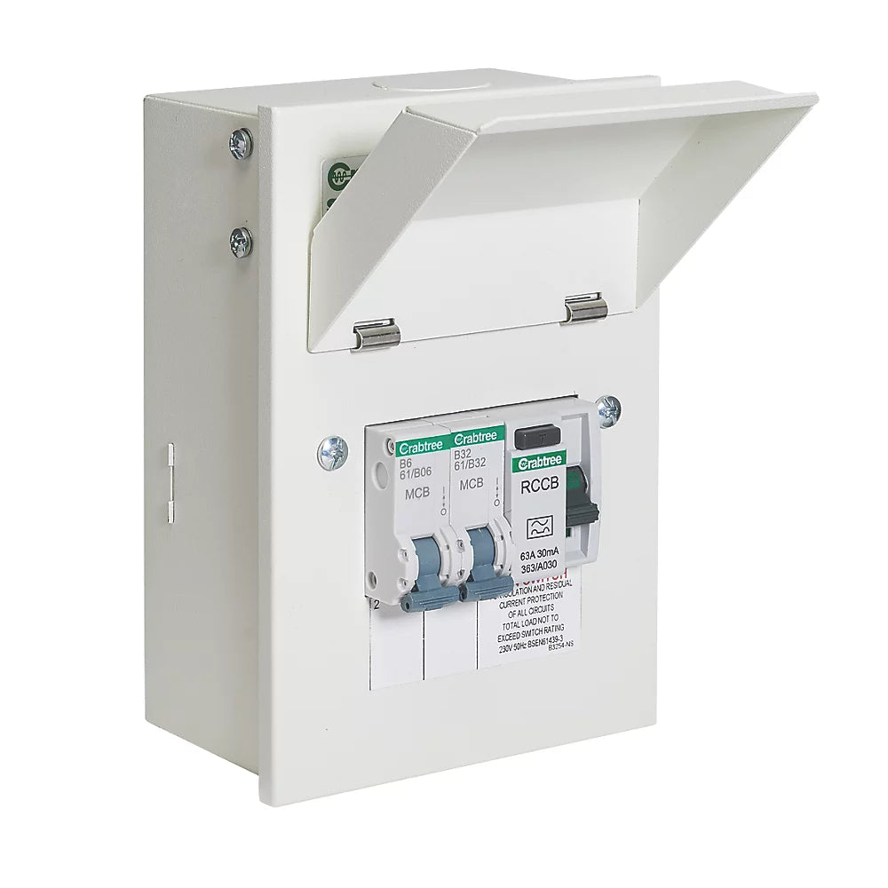 Crabtree Starbreaker 4-Module 2-Way Populated Garage Consumer Unit 502/363GU