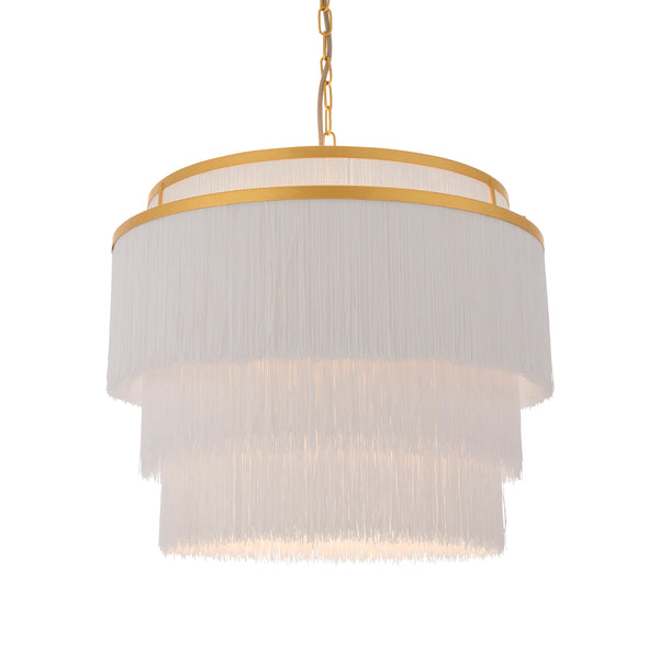 Lightologist Matt gold paint & white tassels Multi arm shade Pendant Light WIN1391532