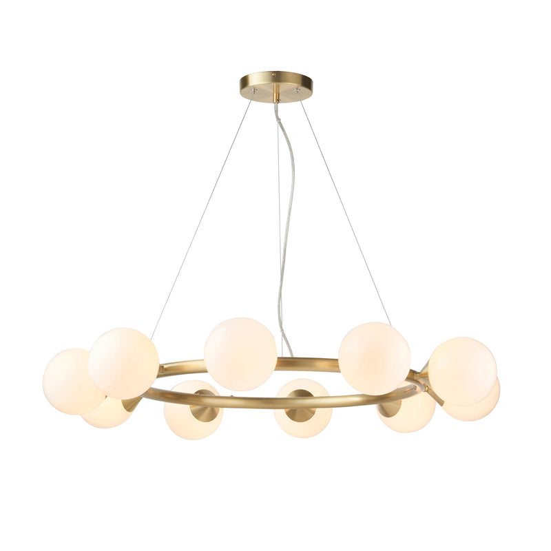 Lightologist Satin brass plate & gloss white glass Multi arm glass Pendant Light WIN13106008