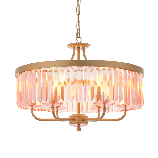 Lightologist Champagne paint & rose pink cut glass Multi arm lamp Pendant Light WIN1391942