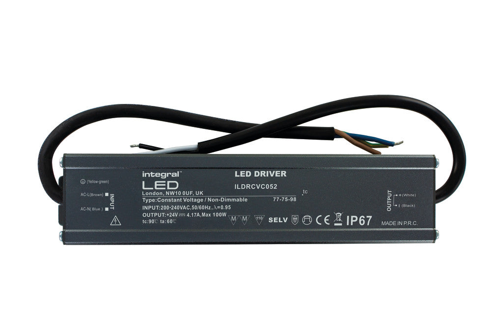 Integral LED CONSTANT VOLTAGE DRIVER 100W 24VDC IP67 NON-DIMM 200-240V ...