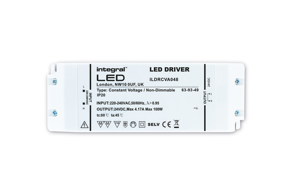 Integral Driver Integral LED CONSTANT VOLTAGE DRIVER 100W 24VDC IP20 NON-DIMM 200-240V ...