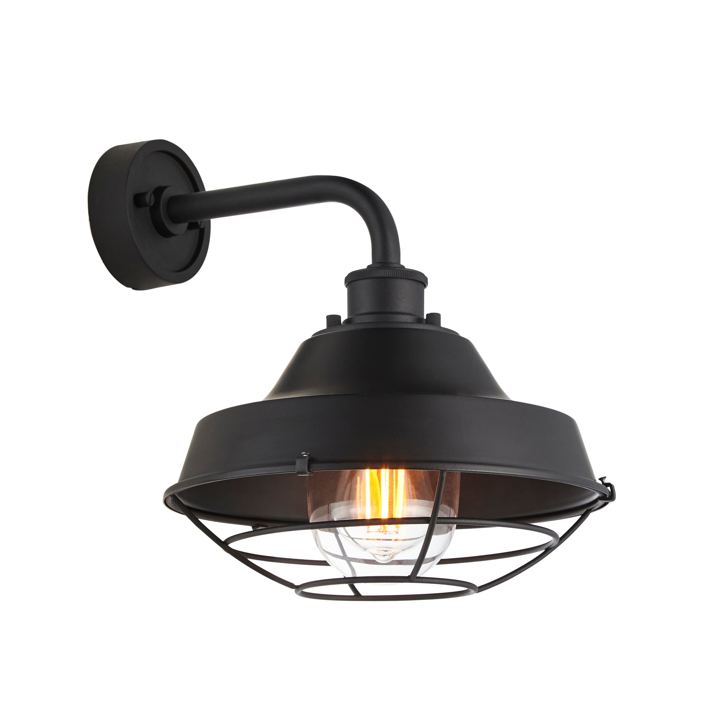 Lightologist Textured & matt black with clear glass Non automatic Wall Light WIN1395888