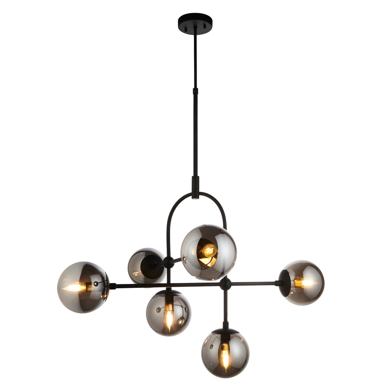 Lightologist Matt black & smoked mirror glass Multi arm glass Semi flush Light WIN13106661