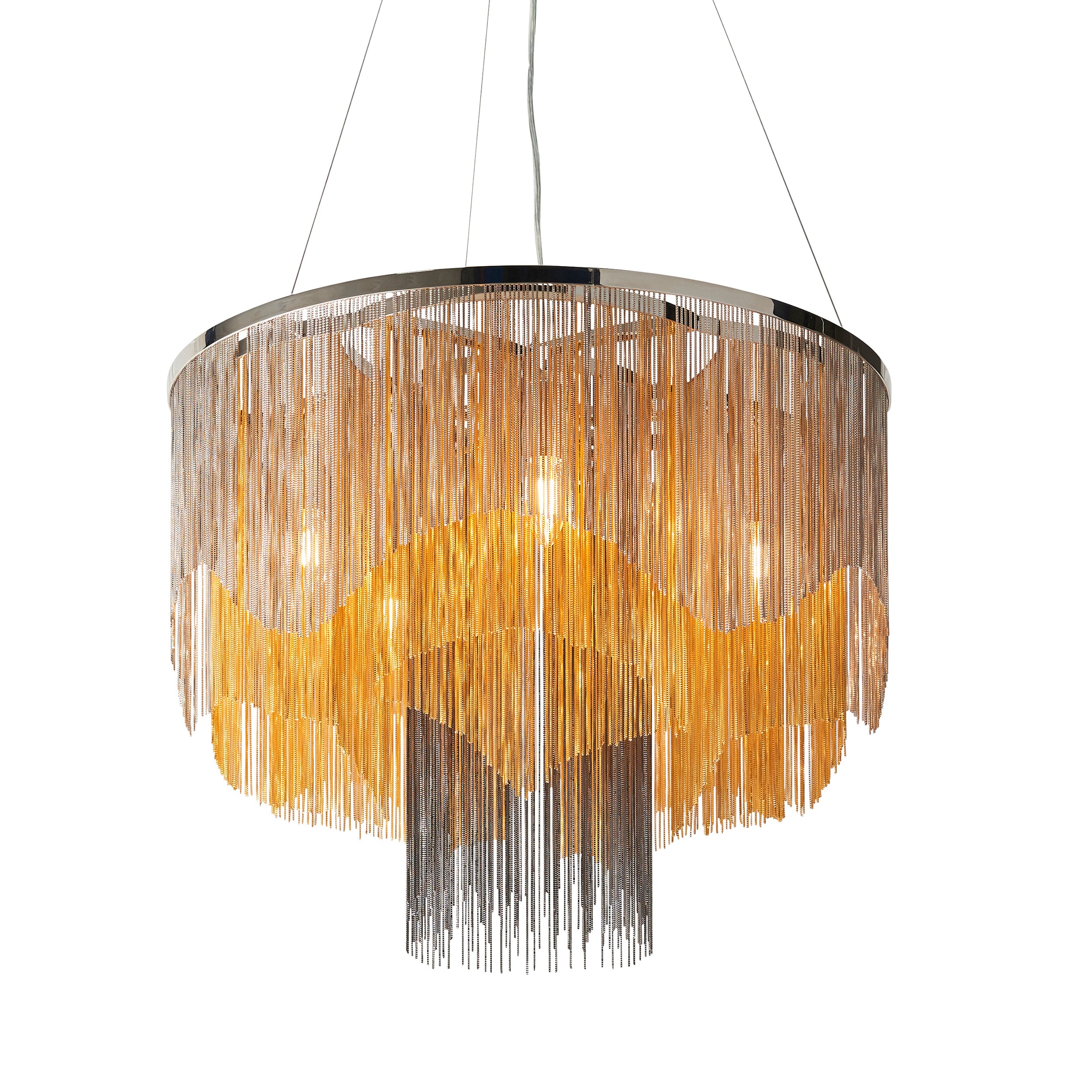 Lightologist Bright nickel plate, gold & black effect chain Multi arm lamp Pendant Light WIN1382001