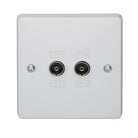 Crabtree Capital White Moulded 1 Gang 2 Way Direct Connection Coaxial Socket 7266