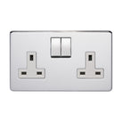 Crabtree Platinum highly polished chrome 2 Gang Socket 7316/hpc/WH White inserts