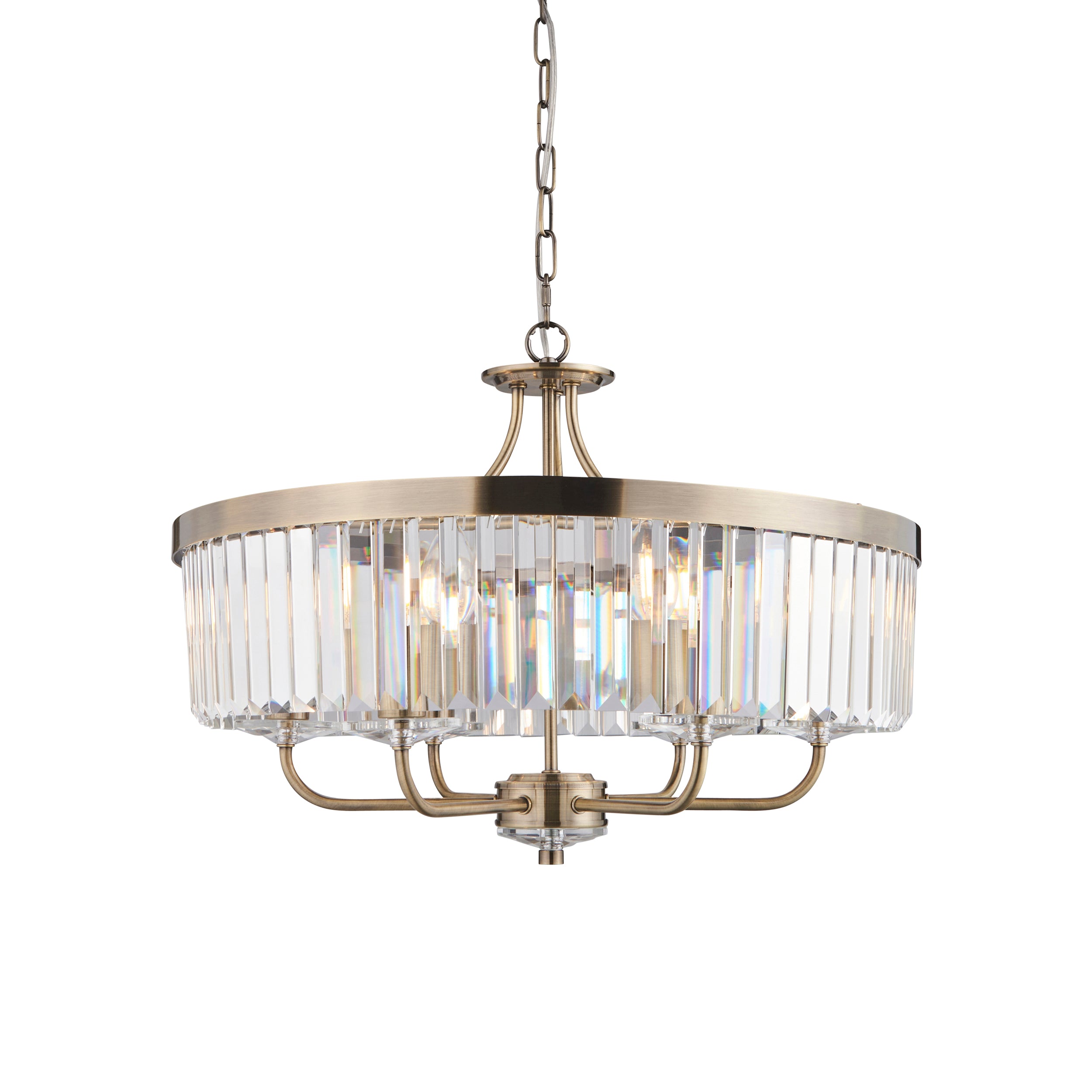 Lightologist Antique brass plate & clear cut glass Multi arm lamp Pendant Light WIN13102505