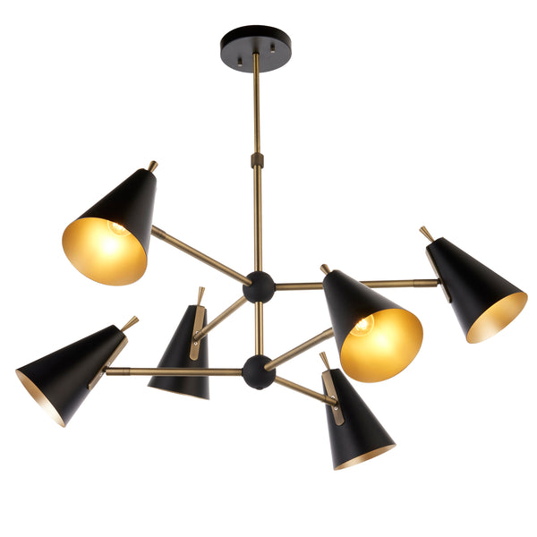 Lightologist Matt antique brass plate & matt black Multi arm shade Pendant Light WIN1396702