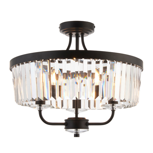 Lightologist Matt black & clear cut glass Multi arm lamp Semi flush Light WIN13100710