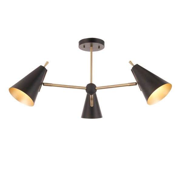 Lightologist Matt antique brass plate & matt black Multi arm lamp Semi flush Light WIN1396746