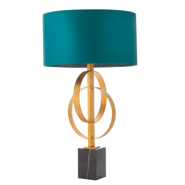 Lightologist Antique gold leaf & teal satin fabric Base & shade Table Light WIN1395221