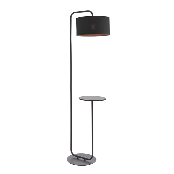 Lightologist Satin black paint & black fabric Base & shade Floor Light WIN1392301