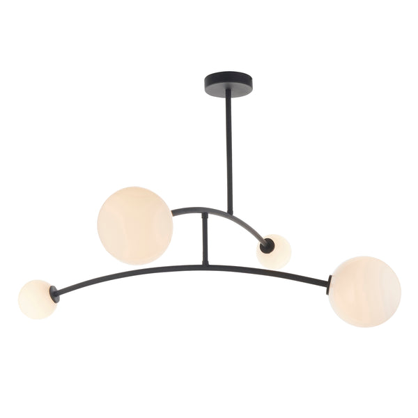 Lightologist Textured matt black & gloss opal glass Multi arm glass Semi flush Light WIN1392940