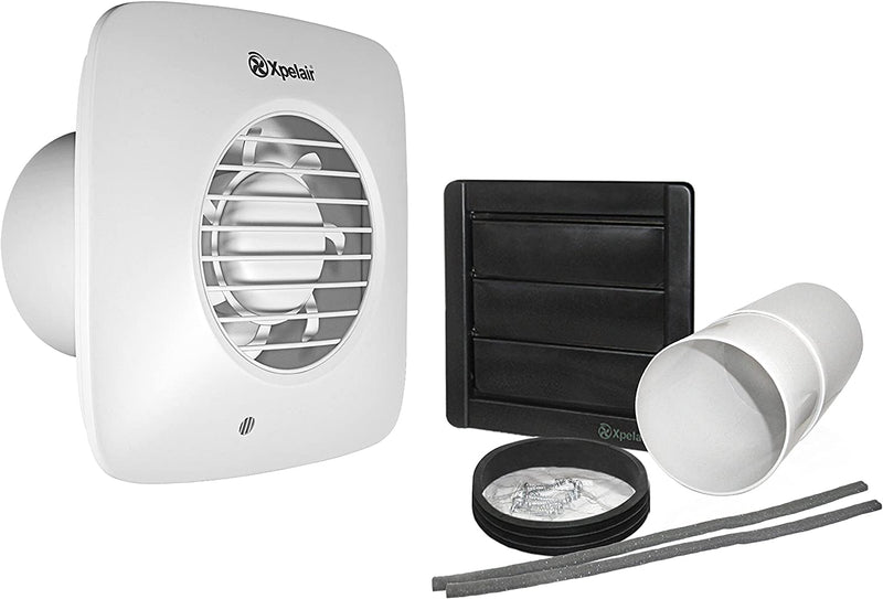 Xpelair DX100TS Timer Square Extractor Fan with Wall Kit - 93026AW