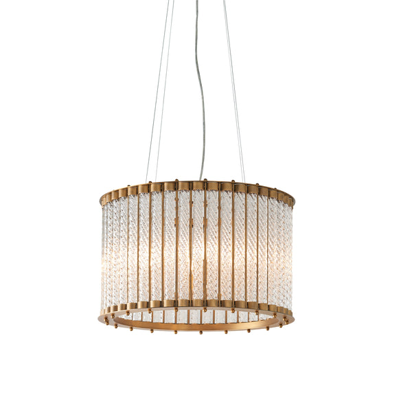 Lightologist Matt gold finish & clear ribbed glass Multi arm glass Pendant Light WIN1381999