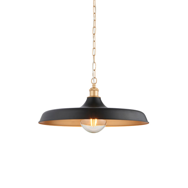 Lightologist Matt black & satin gold paint Single Pendant Light WIN1399998