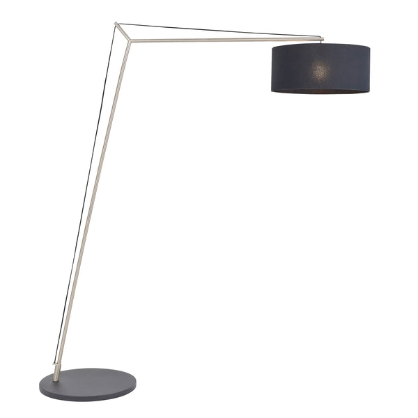 Lightologist Matt nickel plate & black cotton fabric Base & shade Floor Light WIN1392627