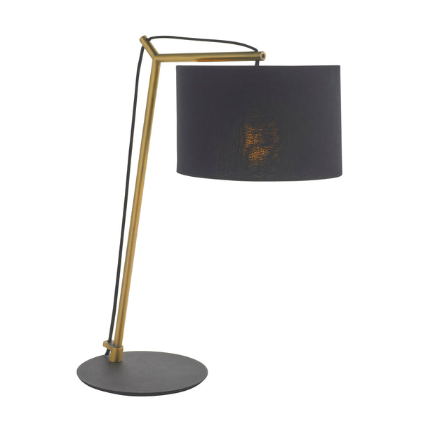 Lightologist Matt brass plate & black cotton fabric Base & shade Table Light WIN1392625