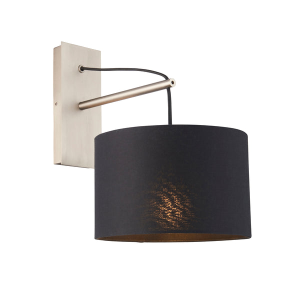 Lightologist Matt nickel plate & black cotton fabric Metal Wall Light WIN1392628