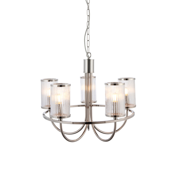 Lightologist Bright nickel plate & ribbed bubble glass Multi arm glass Pendant Light WIN13100014