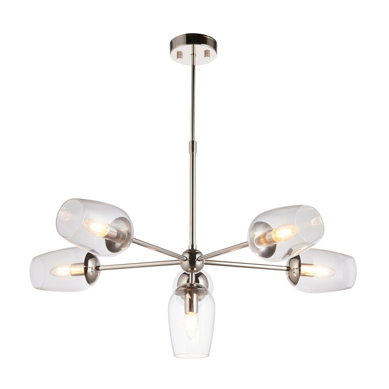 Lightologist Bright nickel plate & clear glass Multi arm glass Pendant Light WIN13104095